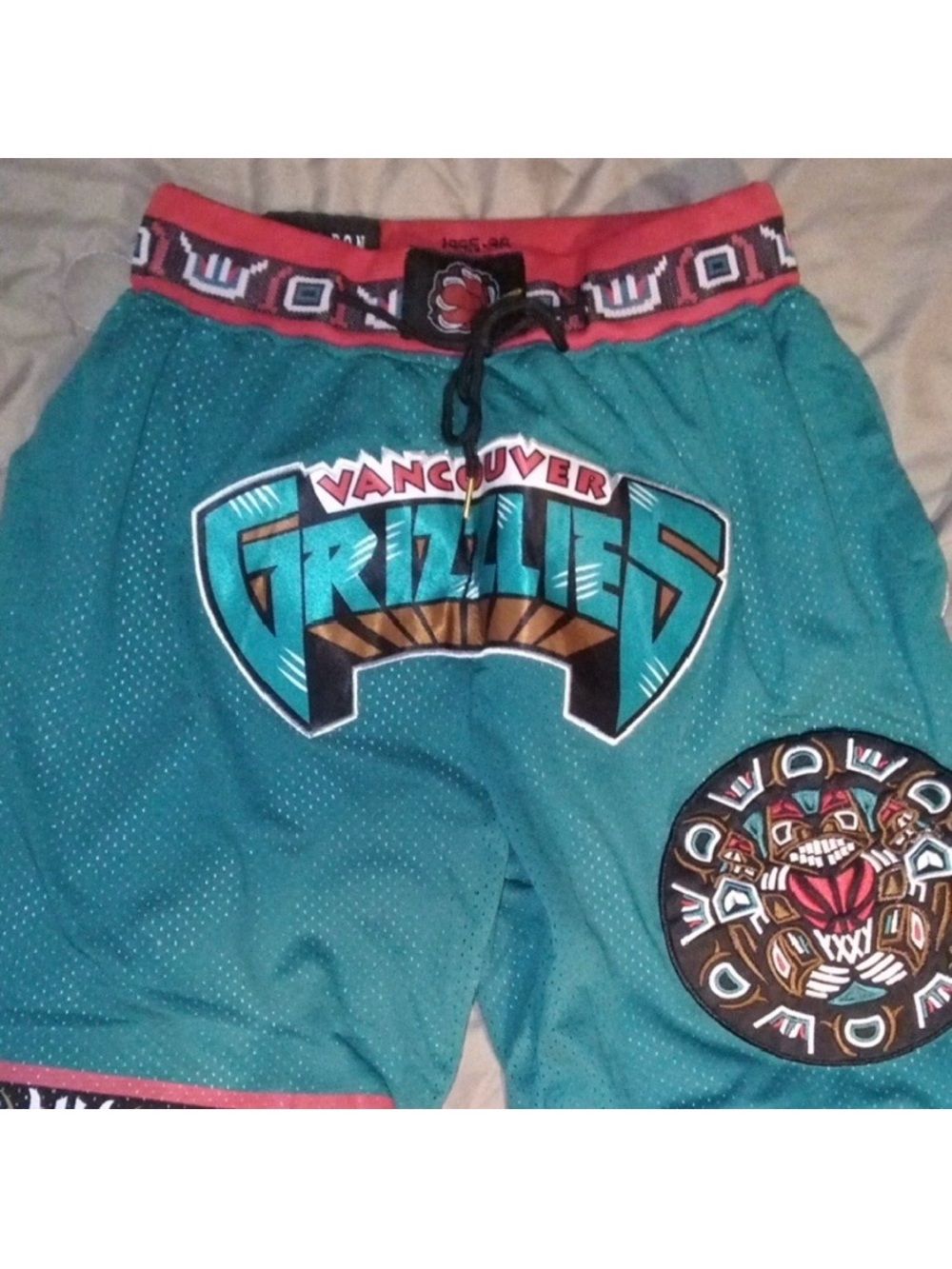 Vancouver Grizzlies Teal Throwback 1995-1996 NBA Season Retro Basketball Shorts